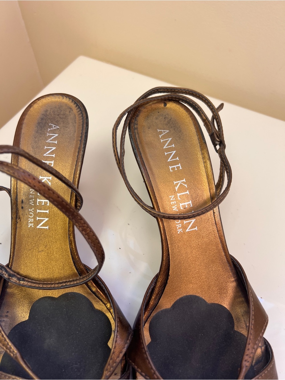 Anne Klein Bronze Brown Strappy Heeled Sandals - Picture 2 of 5
